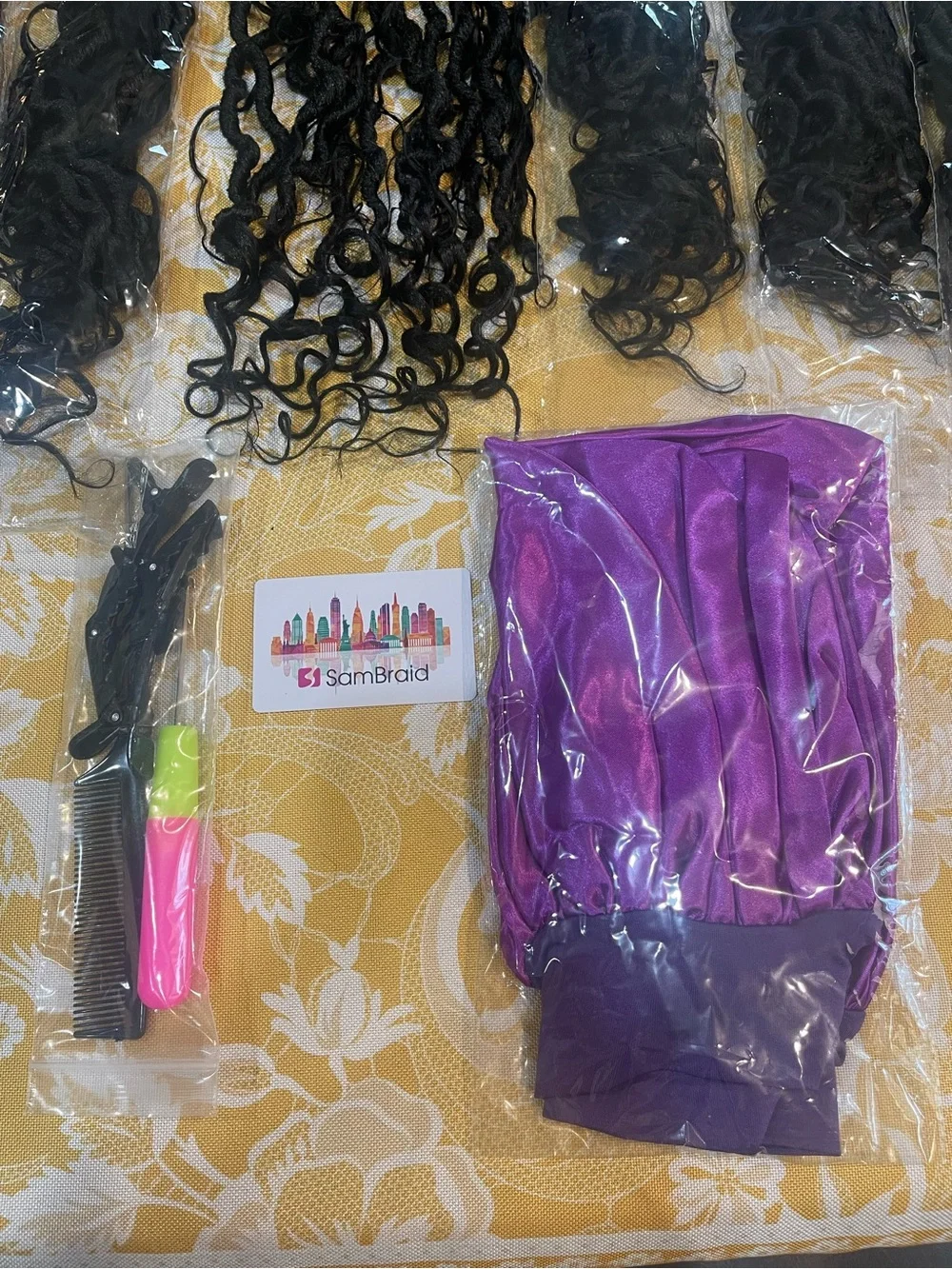 Sambraid Boho Goddess Locs with Human Hair Curls – 8 Packs Black color